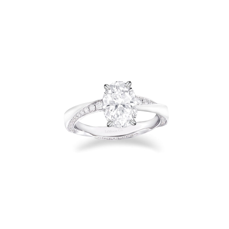 LaMoon Spiral Oval Cut Natural Diamond Engagement Ring Setting