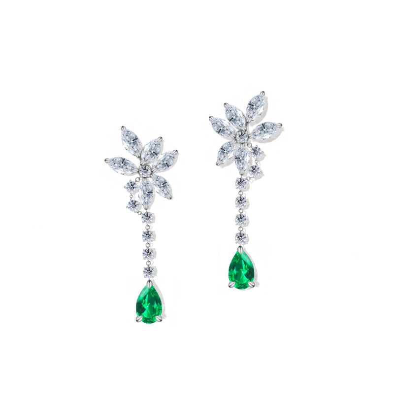 Lamoon Aurora Natural Diamond And Emerald Earrings