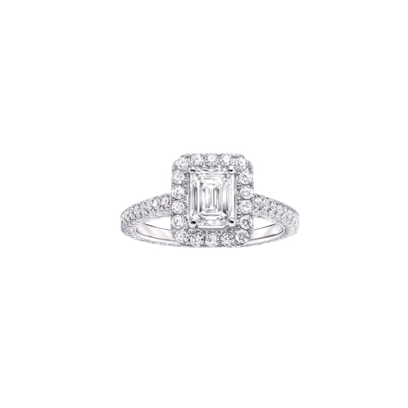 FullMoon Emerald Cut Halo Engagement Ring Setting